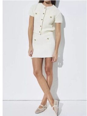 H&M Textured Knit Cardigan & Skirt Set